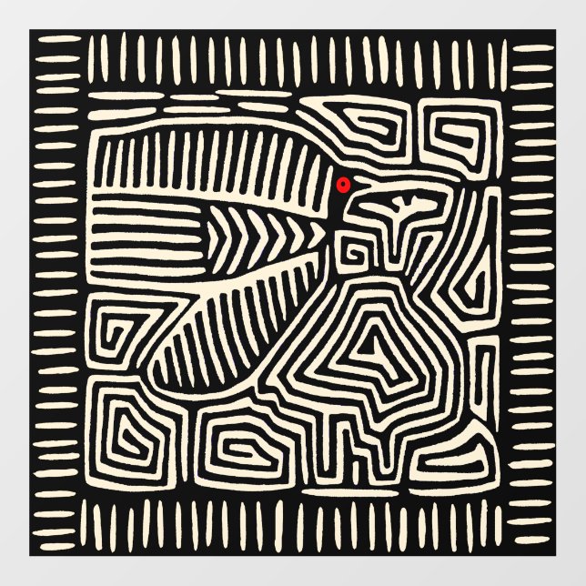 Kuna Indian Mola Pajaro - Black Ivory Floor Decals (Front)