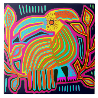 Kuna Indian Mola Parrot Ceramic Tile