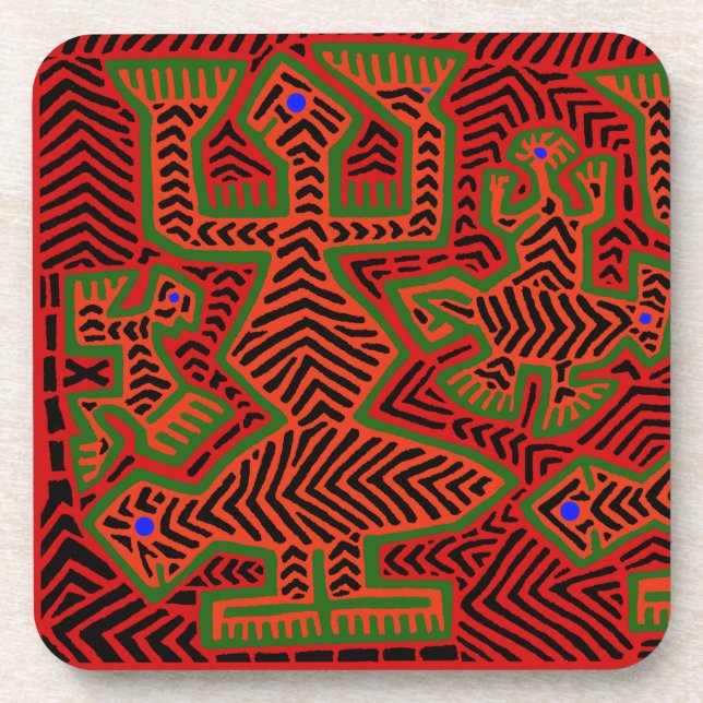 Kuna Indian Mola Spirits Beverage Coaster (Front)