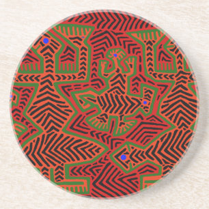 Kuna Indian Mola Spirits Sandstone Coaster