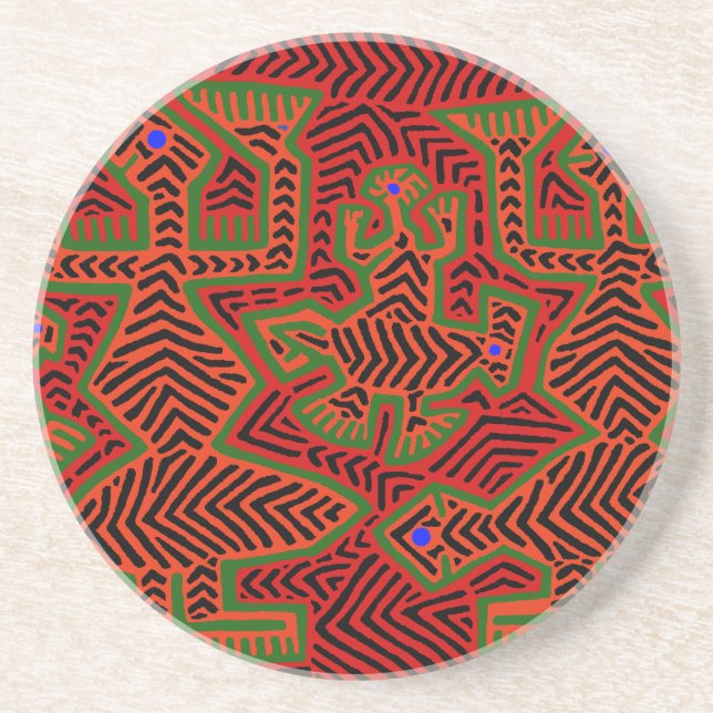 Kuna Indian Mola Spirits Sandstone Coaster (Front)