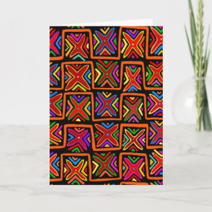 Kuna Indian Mola Tribal Checks - Red Card