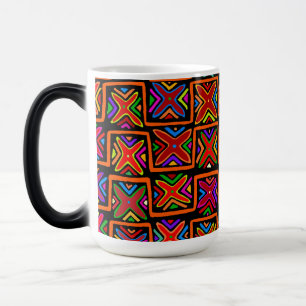 Kuna Indian Mola Tribal Checks - Red Color Morph Mug