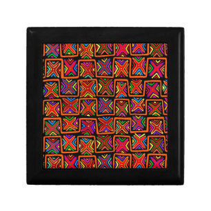 Kuna Indian Mola Tribal Checks - Red Gift Box