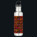 Kuna Indian Mola Tribal Checks - Red Stainless Steel Water Bottle<br><div class="desc">Cheerful tribal checks,  tribal folk art,  scarlet red blue pink,  orange green black yellow,  faux quilt,  graphic design,  contemporary folk art,  ethnic art,  indie art,  bohemian,  Virginia Vivier,  Vagabond folk art,  tribal decor.</div>