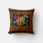 Kuna Indian Mola Tropical Parrot Throw Pillow
