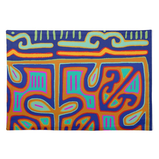 Kuna Indian Music Box - San Blas Mola Cloth Placemat (Front)