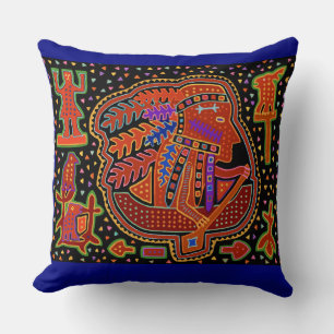 Kuna Indian Paddling Canoe  Throw Pillow