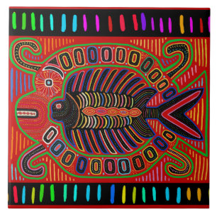Kuna Indian Pescado Mola Ceramic Tile