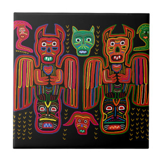 Kuna Indian Scary Demons Ceramic Tile