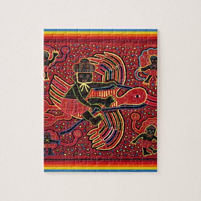 Kuna Indian Stork Bringing Baby Design Jigsaw Puzzle (Vertical)