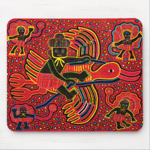 Kuna Indian Stork Bringing Baby Design Mouse Pad