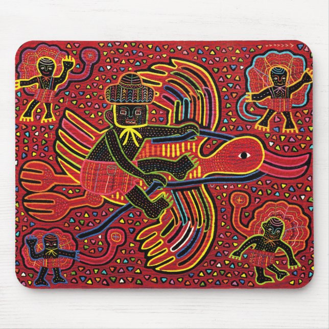 Kuna Indian Stork Bringing Baby Design Mouse Pad (Front)
