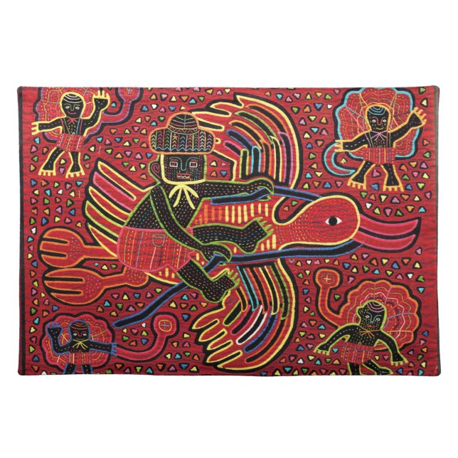 Kuna Indian Stork Bringing Baby Design Placemat (Front)