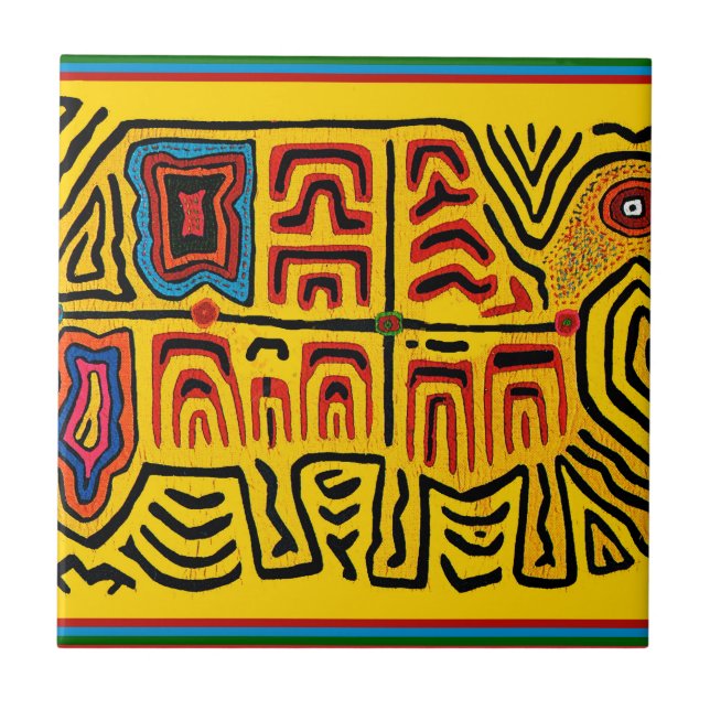 Kuna Indian Tribal Walking Turtle Tile (Front)