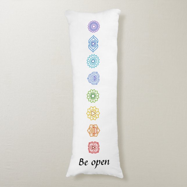 Kundalini Yoga Chakras Be Open Body Pillow (Front Vertical)