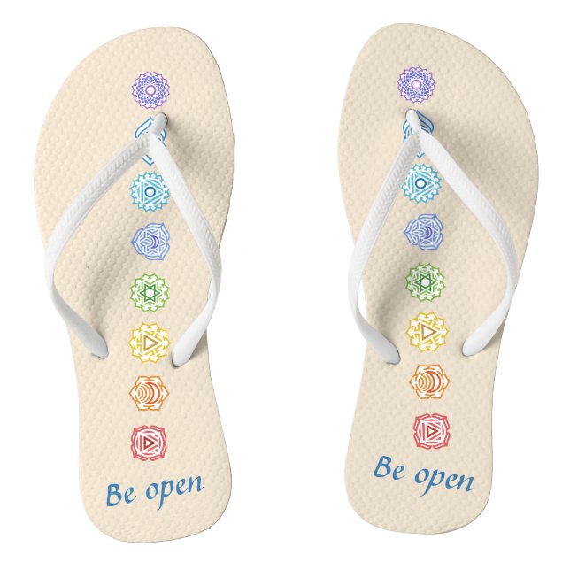 Kundalini Yoga Chakras Be Open  Flip Flops (Footbed)