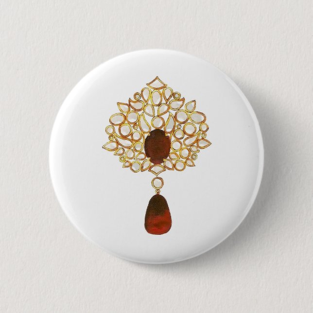 Kundan & ruby brooch button (Front)