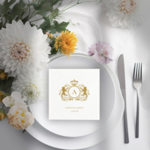 Kundenspezifisch Logo Monogramm Wappen Löwen Napkins