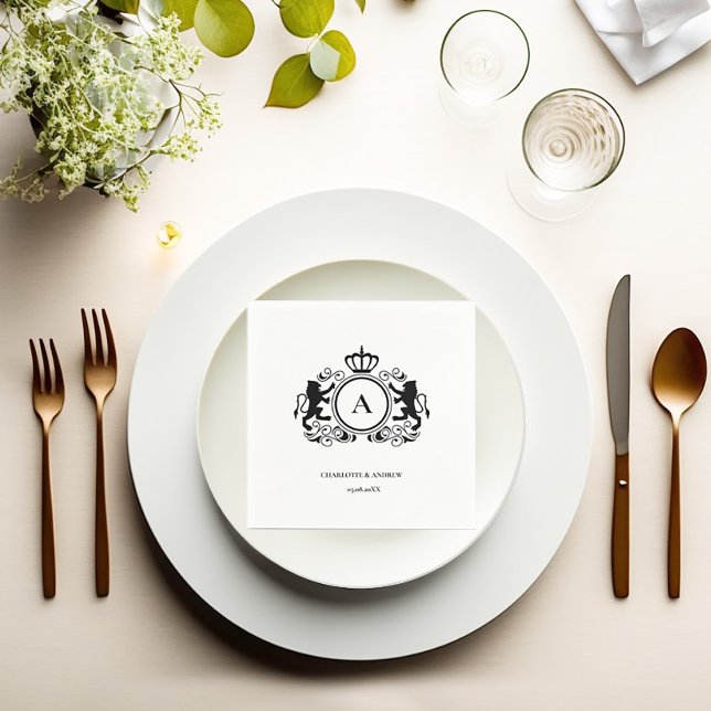 Kundenspezifisch Logo Monogramm Wappen Löwen  Napkins (Creator Uploaded)