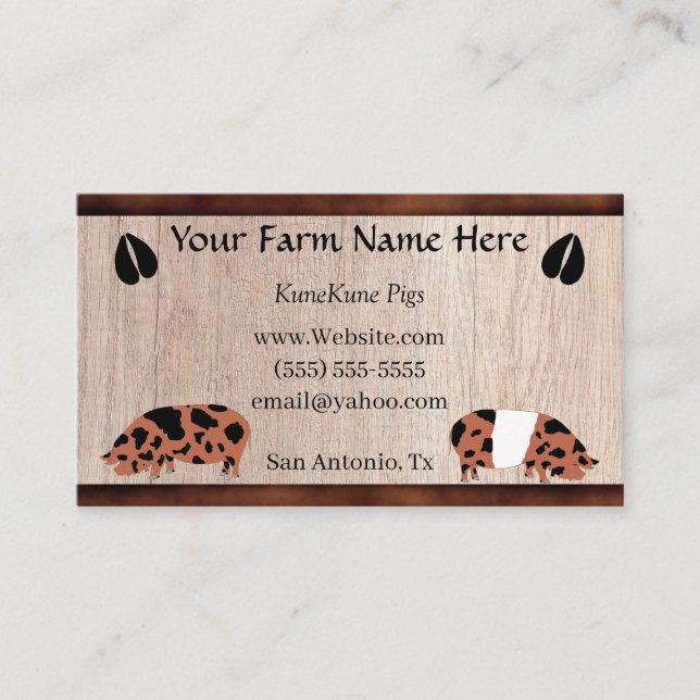 KuneKune Pig Business Card (Front)