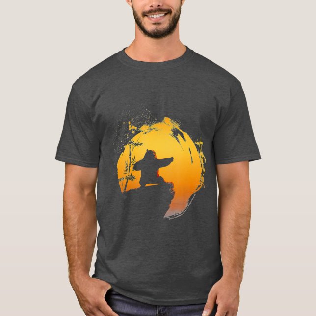 Kung Fu Bear Poai Chi Sunset Silhouette girl funny T-Shirt (Front)