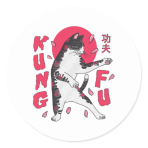 Kung Fu Cat Classic Round Sticker