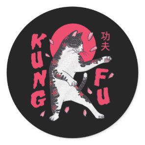 Kung Fu Cat Classic Round Sticker