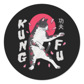 Kung Fu Cat Classic Round Sticker