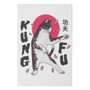 Kung Fu Cat Faux Canvas Print