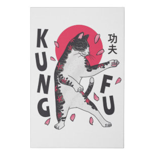 Kung Fu Cat Faux Canvas Print