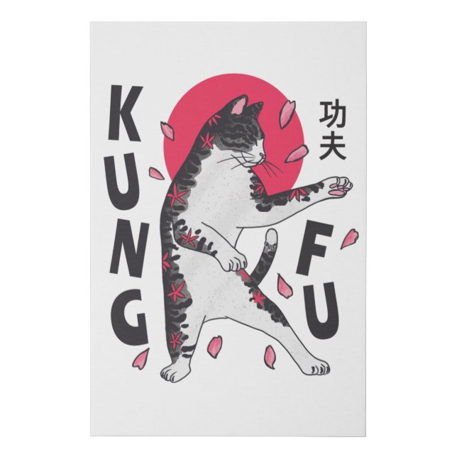 Kung Fu Cat Faux Canvas Print (Front)