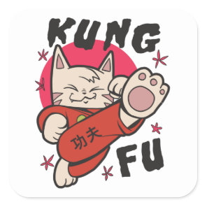 Kung Fu Cat Square Sticker