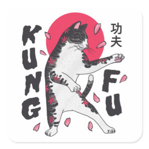 Kung Fu Cat Square Sticker