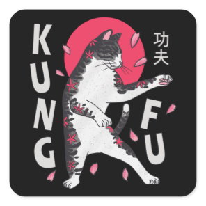 Kung Fu Cat Square Sticker