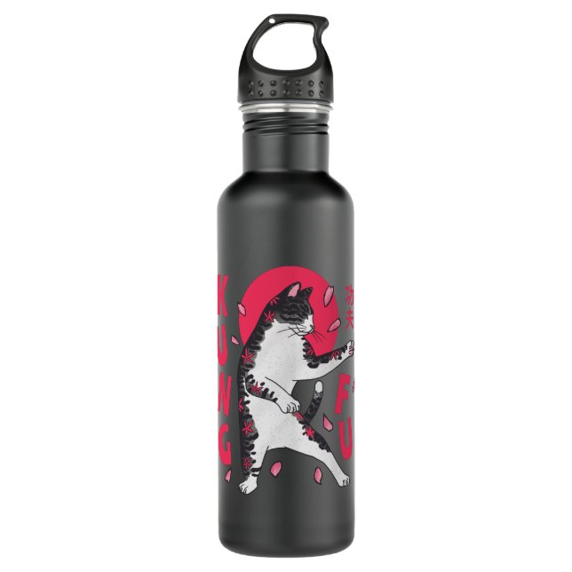 Kung Fu Cat Stainless Steel Water Bottle (Front)