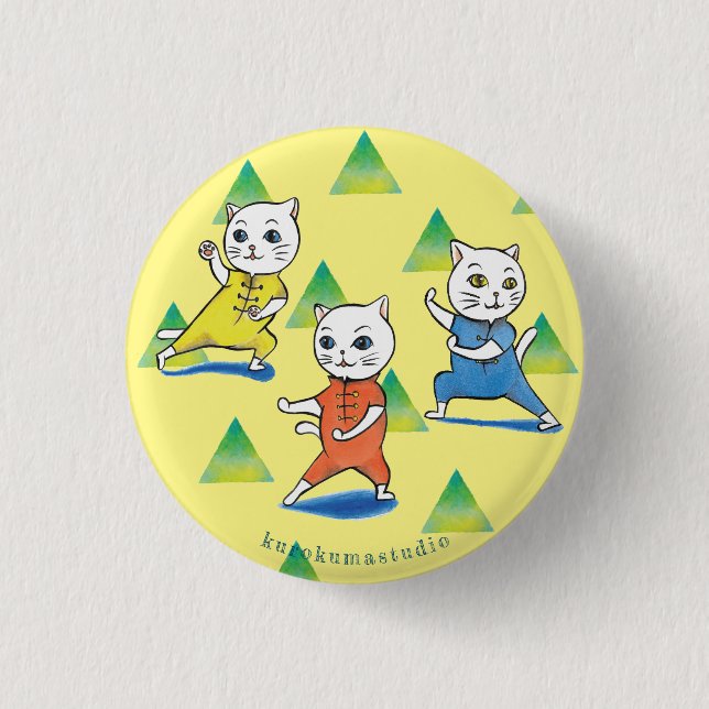 Kung Fu Cats Round Button, Small, 1¼ Inch Button (Front)