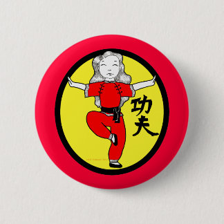 Kung Fu Crane Stance Girl Pinback Button