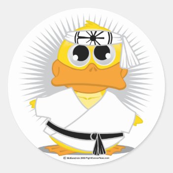 Kung Fu Duck Classic Round Sticker by fightcancertees at Zazzle