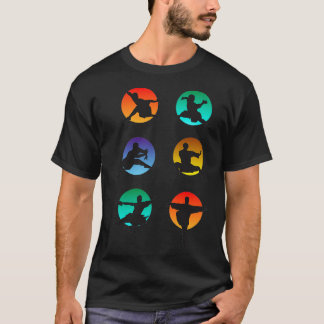 Kung Fu Fighters in colorful circle backgrounds T-Shirt