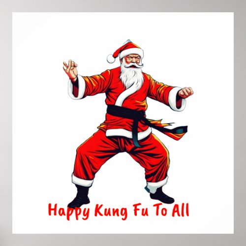 Kung Fu Fighting Santa Poster