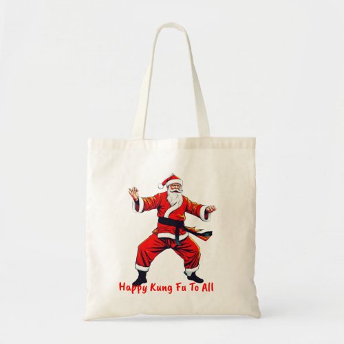 Kung Fu Fighting Santa Tote Bag