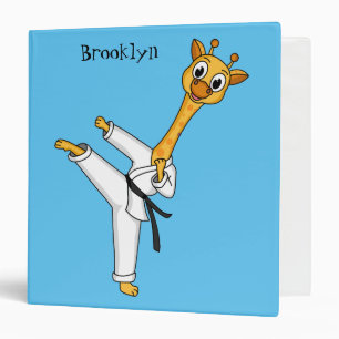 Kung Fu giraffe cartoon illustration 3 Ring Binder