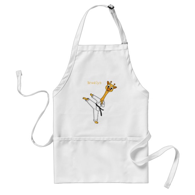 Kung Fu giraffe cartoon illustration Adult Apron (Front)