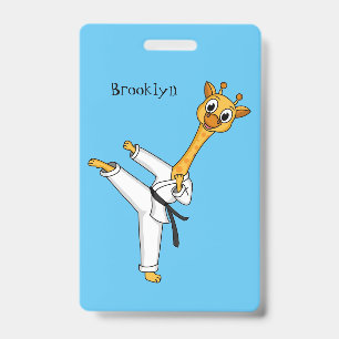 Kung Fu giraffe cartoon illustration Badge