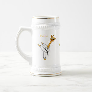 Kung Fu giraffe cartoon illustration Beer Stein