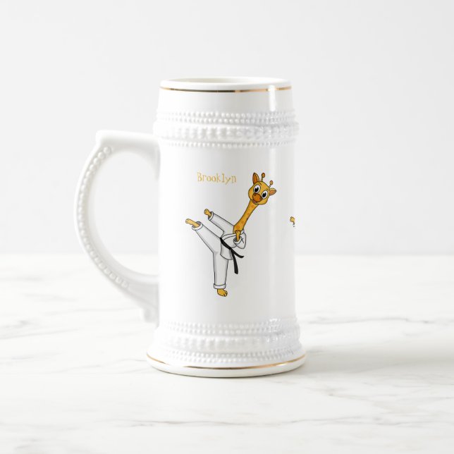 Kung Fu giraffe cartoon illustration Beer Stein (Left)