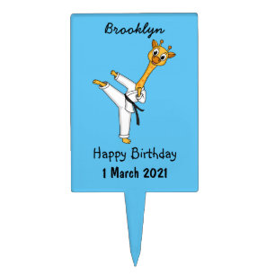 Kung Fu giraffe cartoon illustration Cake Topper