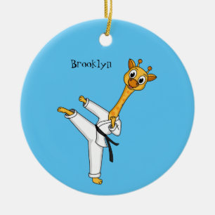Kung Fu giraffe cartoon illustration  Ceramic Ornament