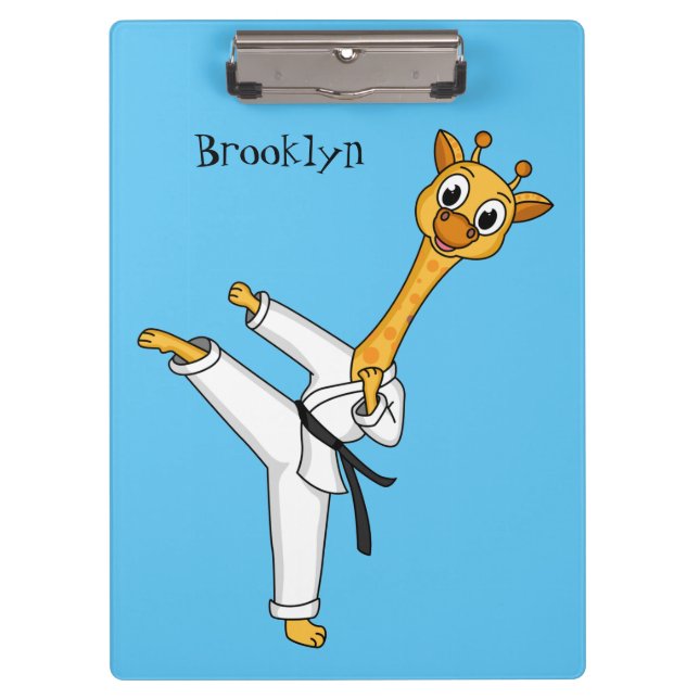 Kung Fu giraffe cartoon illustration Clipboard (Front)